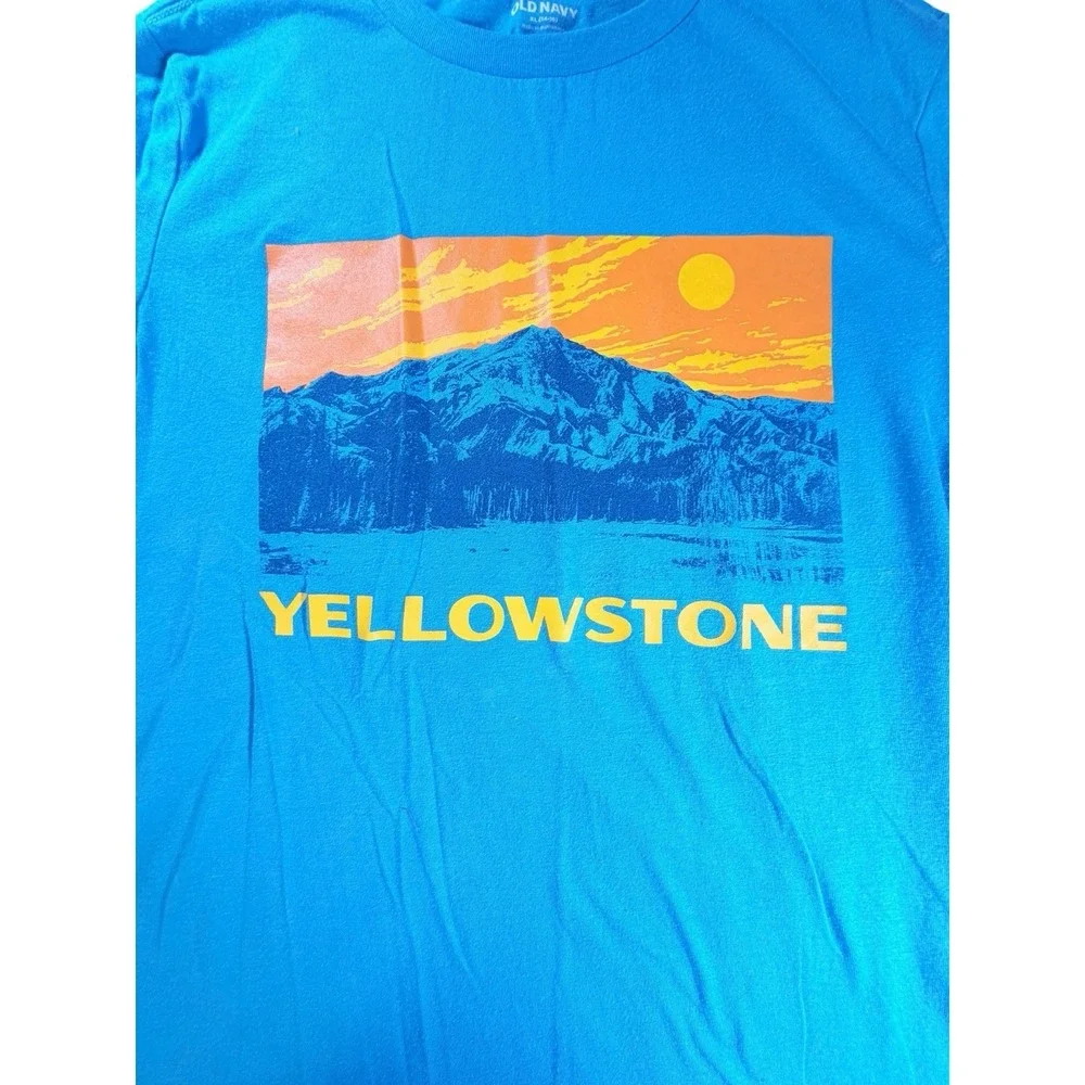 Old Navy Boys T-shirt Blue Youth Size Xl Yellowstone Mountains Blue